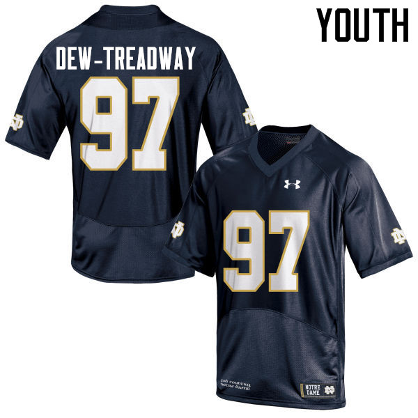 Youth #97 Micah Dew-Treadway Notre Dame Fighting Irish College Football Jerseys-Navy Blue